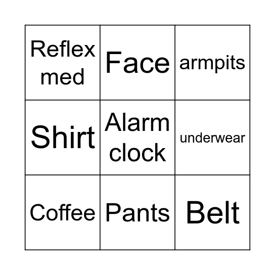 Monday morning Bingo Card