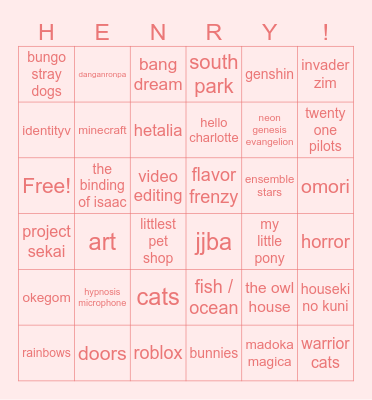 hebry autism Bingo Card