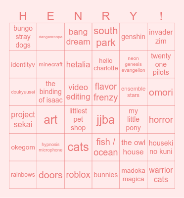 hebry autism Bingo Card