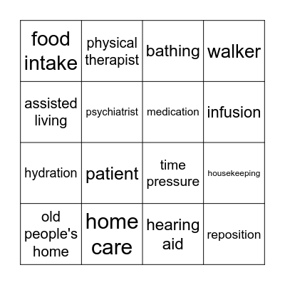 CARE BINGO Card