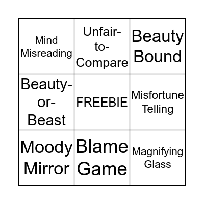 Body Image Distortions BINGO Card