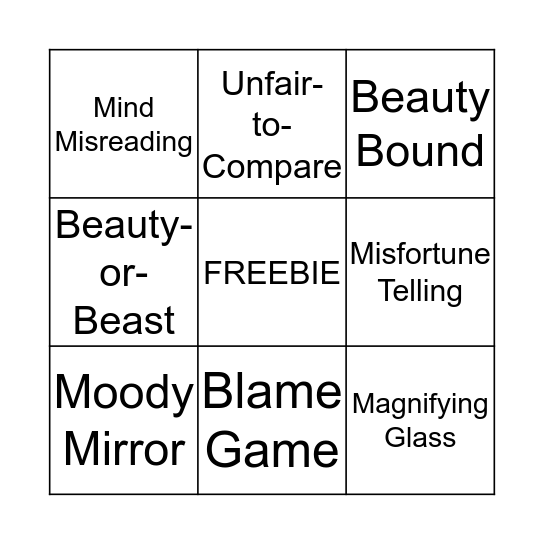 Body Image Distortions BINGO Card