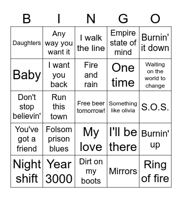 Letter J Bingo Card