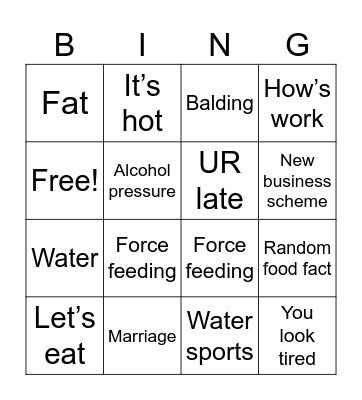 Family Bingo Card