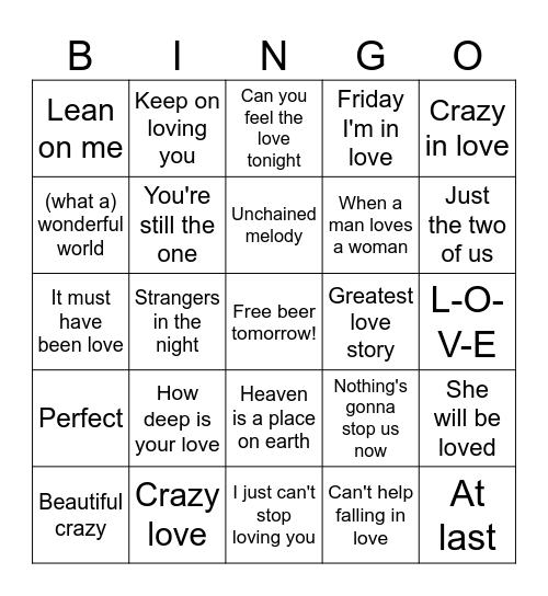 Valentine's Day Bingo Card