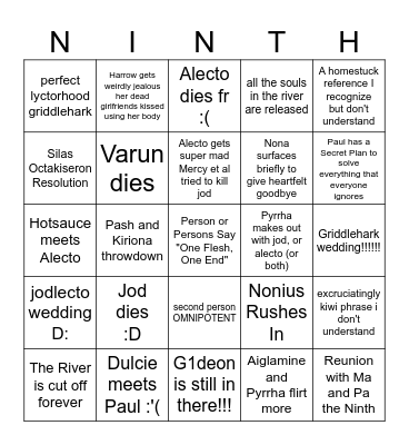 Alecto the Ninth Bingo Card