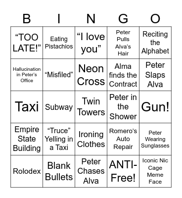 Vampire's Kiss - Round 2 Bingo Card