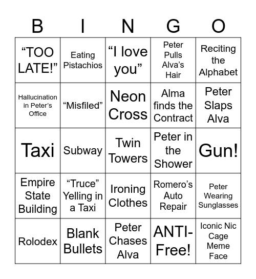 Vampire's Kiss - Round 2 Bingo Card