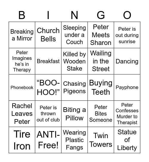 Vampire's Kiss - Round 3 Bingo Card