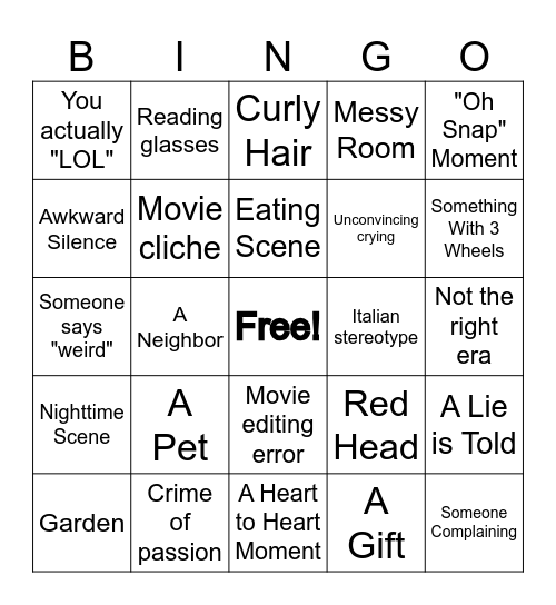 MOVIE Bingo Card