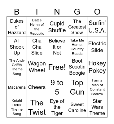 Music Bingo Card