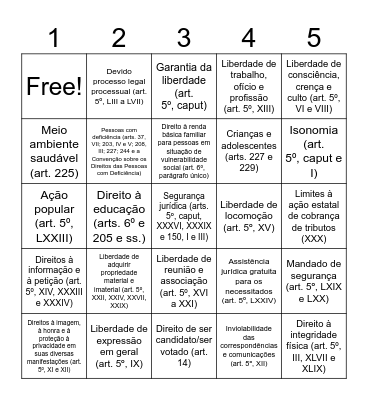 Direitos fundamentais Bingo Card