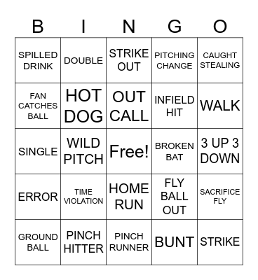 Morgan's Birthday Baseball Bingo Card