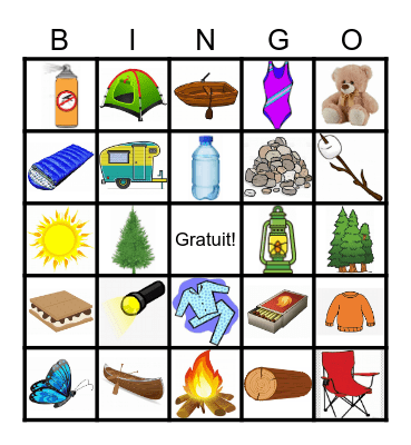 Le camping Bingo Card