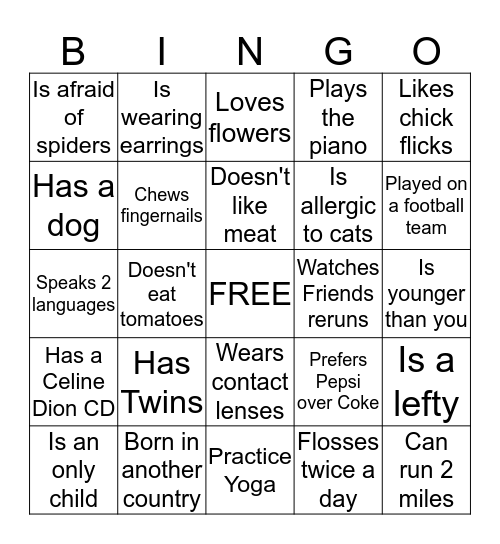 Networking Bingo Card