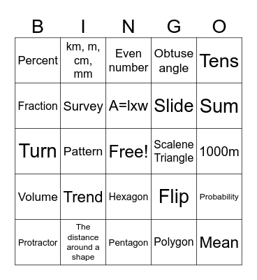 Math Bingo Card