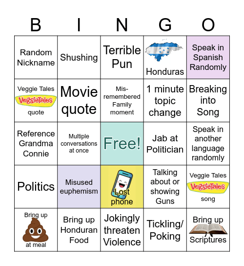 Sperry Family Bingo Card