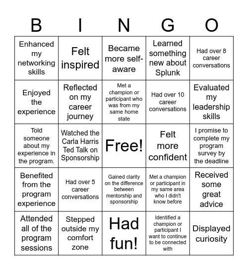 Building Bridges Bingo Card