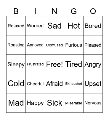 Feelings Bingo Card