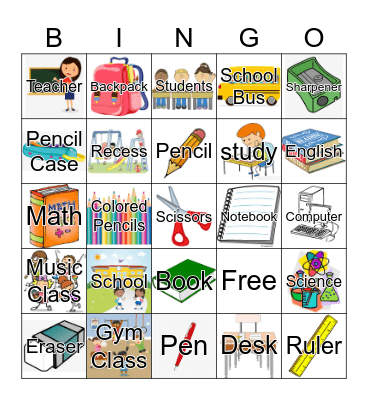 School Bingo Card