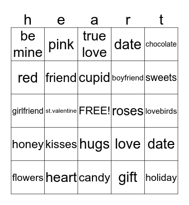valentine bingo Card