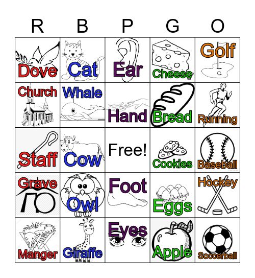 English Bingo Card