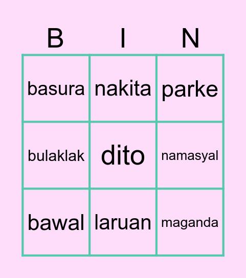 BINGO TALASALITAAN Bingo Card