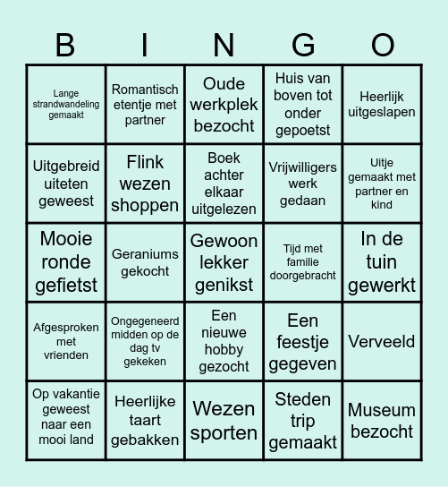 'Ik ben met pensioen Bingo' Bingo Card