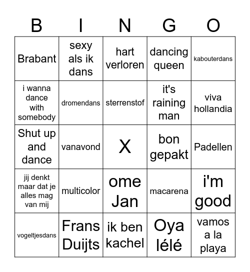 Muziek bingo algemeen Bingo Card
