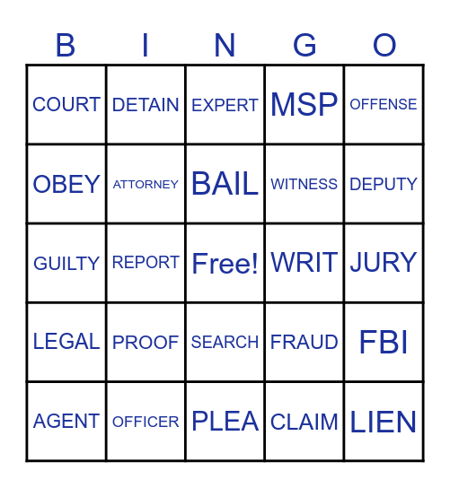 CRIMINAL INVESTIGATIONS Bingo Card