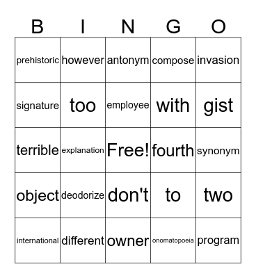 February 4th Grade Bingo Card