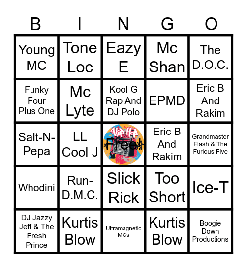 Hip Hop Bingo Card