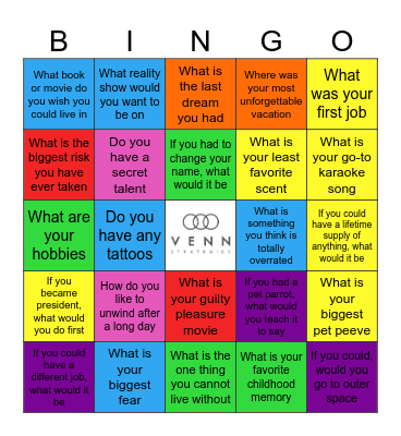 Venn's Golden Birthday Bingo Card