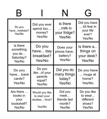 Quantifier-Bingo Card
