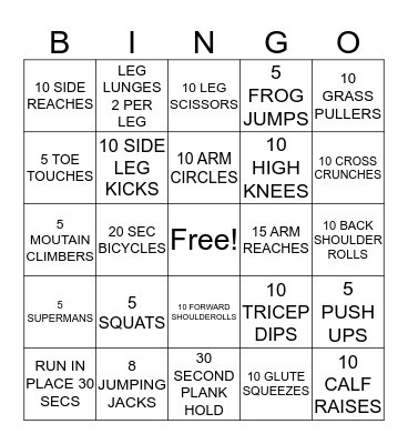 FITNESS BINGO Card