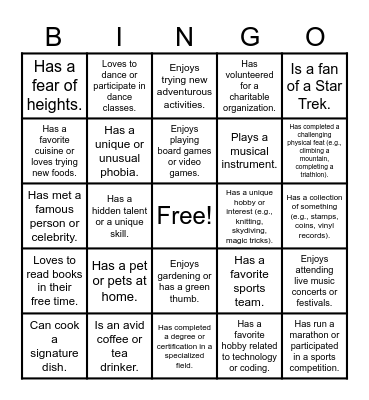 ReCor Bingo Card