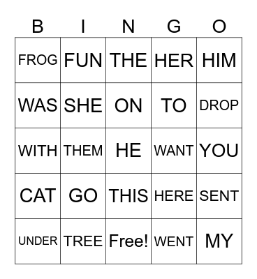 SIGHT WORD BINGO Card