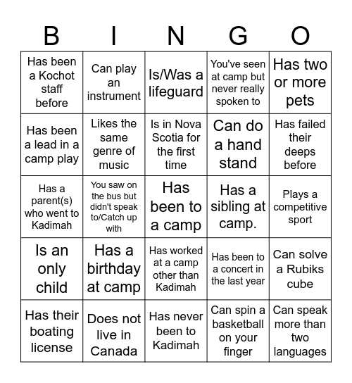 Find someone who... bingo :) Bingo Card