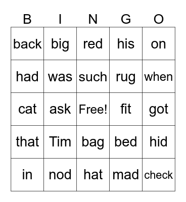 1.3 The Cat Got the Hat Bingo Card