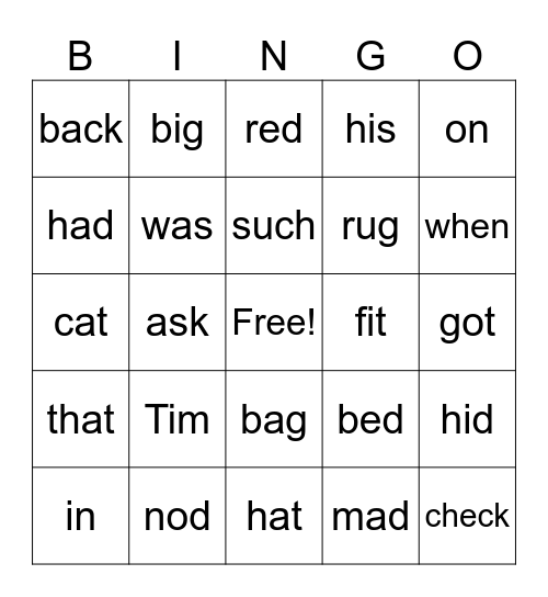 1.3 The Cat Got the Hat Bingo Card