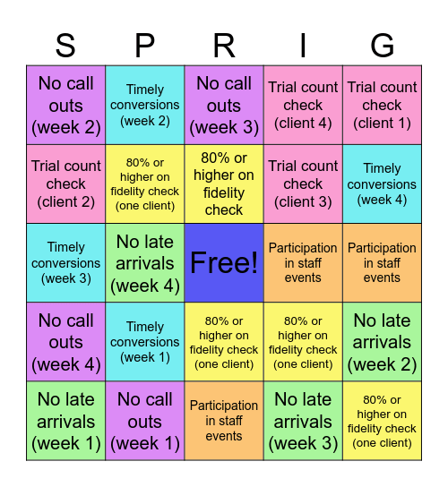 July Staff BINGO Card