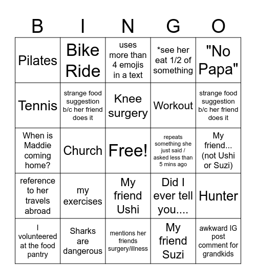 Grammy Bingo Card