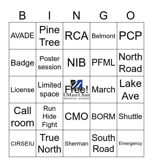 GME Orientation Bingo Card