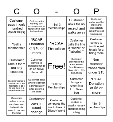 REI Frontline Bingo! Bingo Card