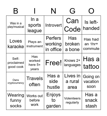 SISS TEAM BINGO Card