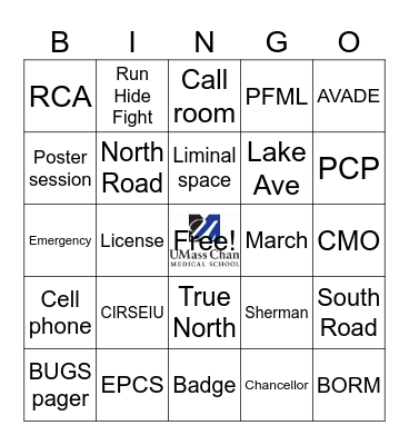 GME Orientation 2023 Bingo Card