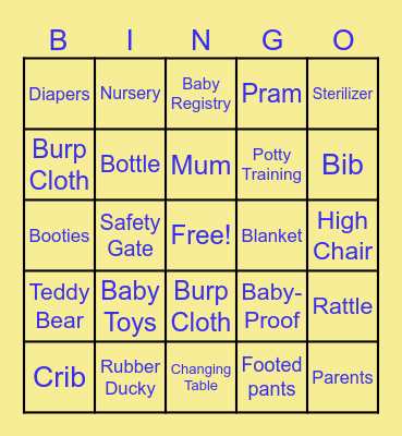 Welcome Aboard Baby! Bingo Card