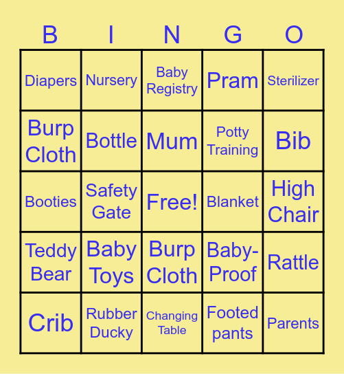 Welcome Aboard Baby! Bingo Card