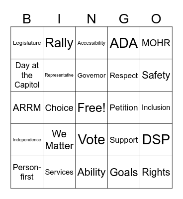 ADVOCACY BINGO Card