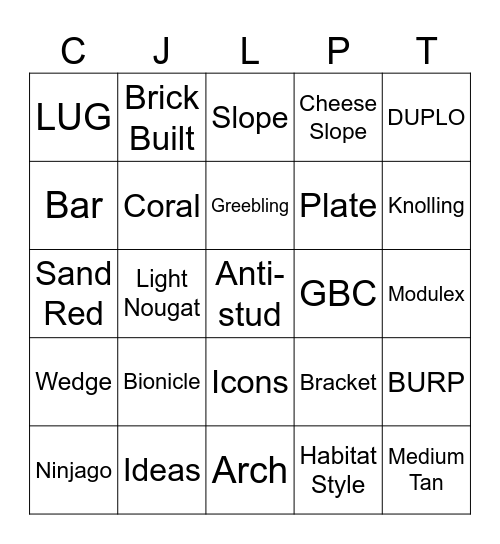 LEGO Lingo Bingo Card